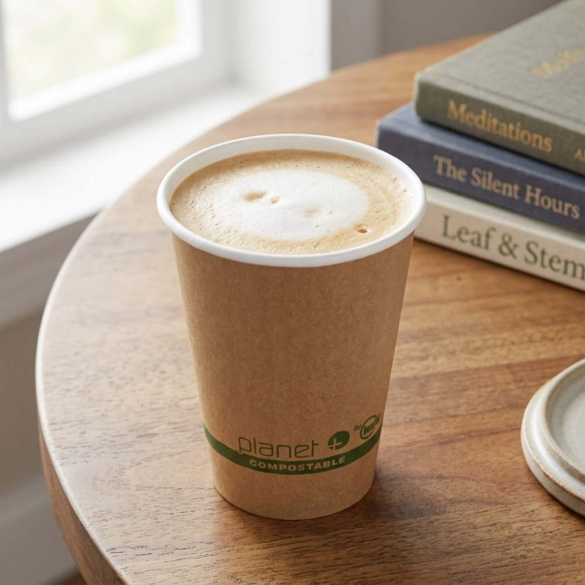 8 oz. Planet Plus2 Double Wall Compostable Paper Coffee Cup