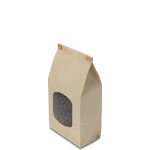 1 lb. Natural Brown Kraft Window Coffee Bags - Polypropylene (PP) Lined