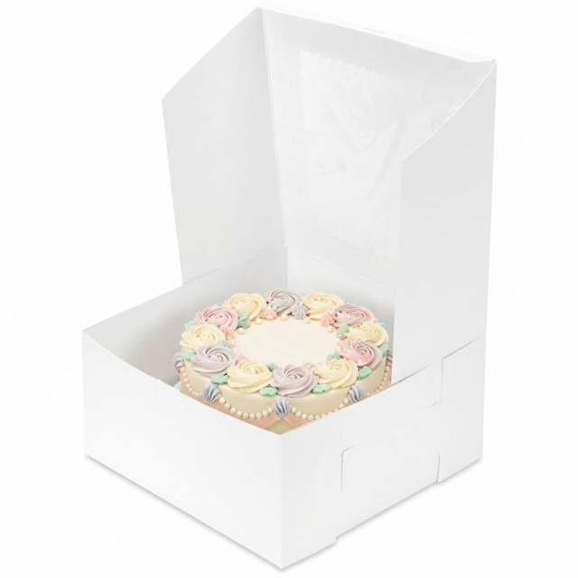 10 x 10 x 5" White Pastry Bakery Boxes with Top Window