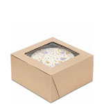 10 x 10 x 5" Recycled Brown Kraft Bakery Boxes with Window