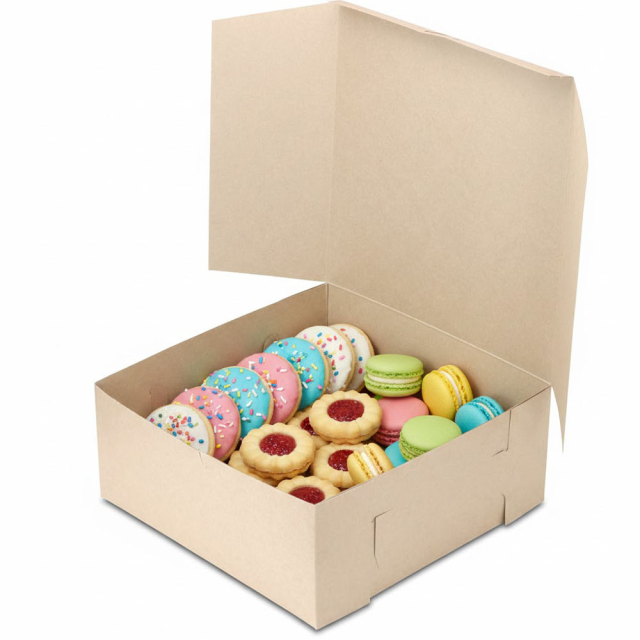 12 x 12 x 5" 100% Recycled Brown Kraft Bakery Boxes