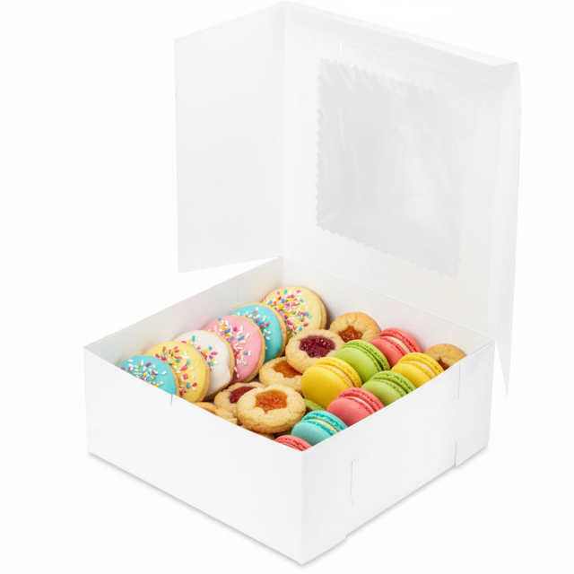12 x 12 x 5 White Window Bakery Boxes (with Lock Corner)