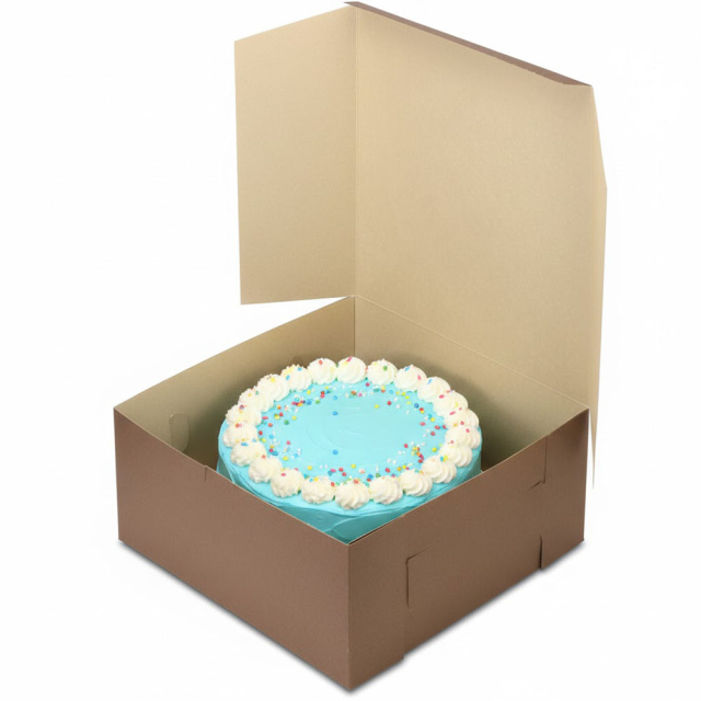 Chocolate Brown Cake Bakery Box - 1 Piece - Lock Corner - 12 x 12 x 6 in.