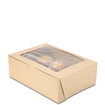 12 x 9 x 4" Recycled Brown Kraft Cupcake Bakery Boxes with Window
