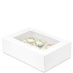 14 x 10 x 4" Premium Semi-Automatic White Bakery Boxes with Top Window