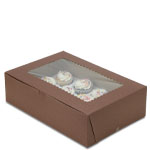 14 x 10 x 4" Chocolate Brown Cake Bakery Boxes with Window