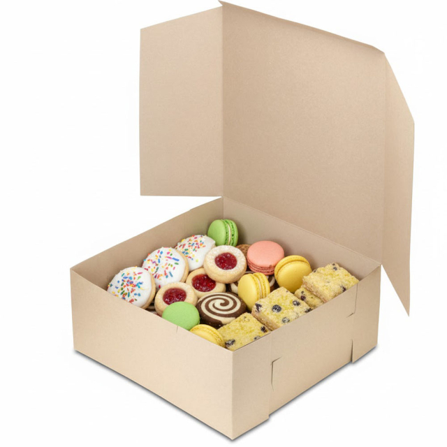 14 x 14 x 6" 100% Recycled Brown Kraft Bakery Boxes