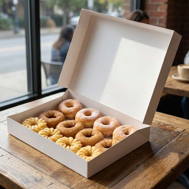 15 x 11-1/2 x 2-1/4" - Premium White Donut Bakery Box - Automatic One-Piece Design