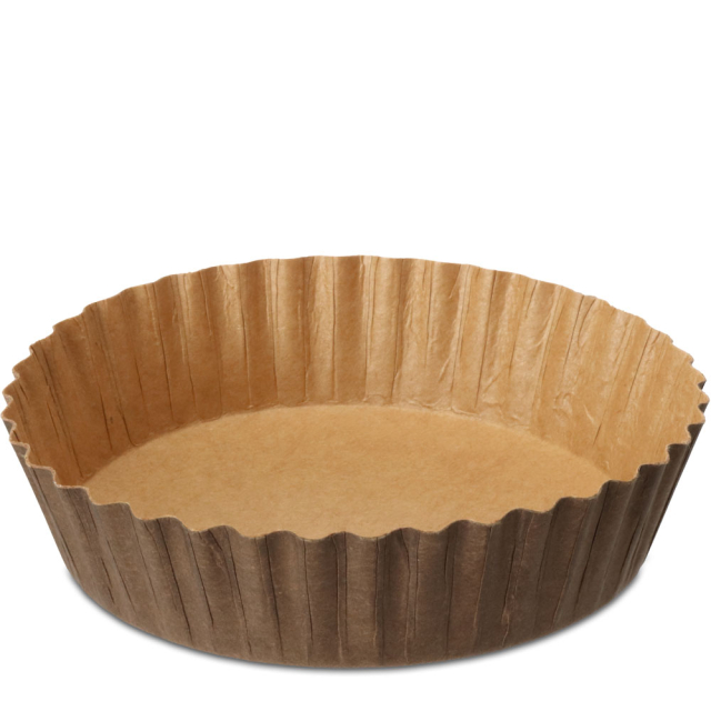 8 oz. FLUTED Round Baking Cup, w/ Grease Barrier Coating - Kraft Paper - 4.5 x 1.13"