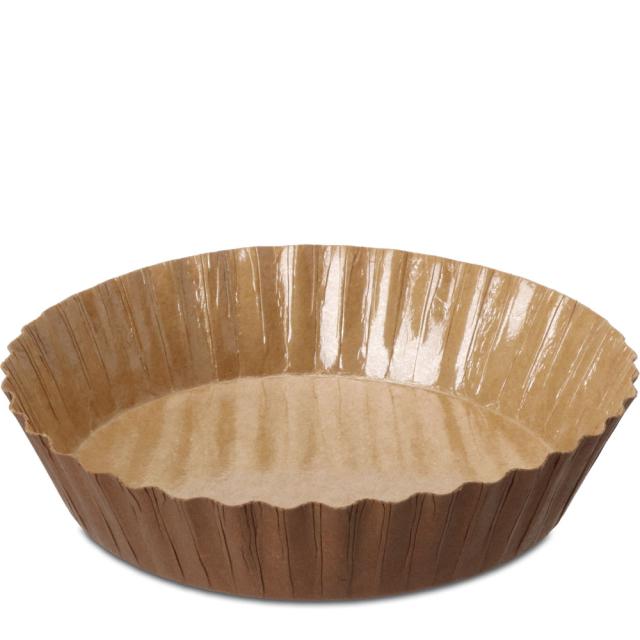 8 oz. FLUTED Round Baking Cup, with XP Grease Barrier Coating on Kraft Paper - 4.5 x 1.13"