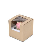 4 x 4 x 4" Semi-Automatic Recycled Brown Kraft Pastry / Bakery Boxes with Window