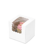 4 x 4 x 4" White Individual Cupcake Bakery Boxes with Window