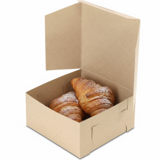 6 x 6 x 3" 100% Recycled Brown Kraft Bakery Boxes