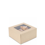 6 x 6 x 3" Premium Semi-Automatic Brown Kraft Pie / Bakery Boxes with Window