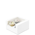 7 x 7 x 4" White Cupcake Bakery Boxes with Window