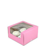 7 x 7 x 4" Pink Pastry Bakery Boxes with Window