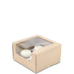 7 x 7 x 4" Recycled Brown Kraft Pastry / Bakery Boxes with Window