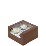 7 x 7 x 4" Chocolate Brown Pastry Bakery Boxes with Window