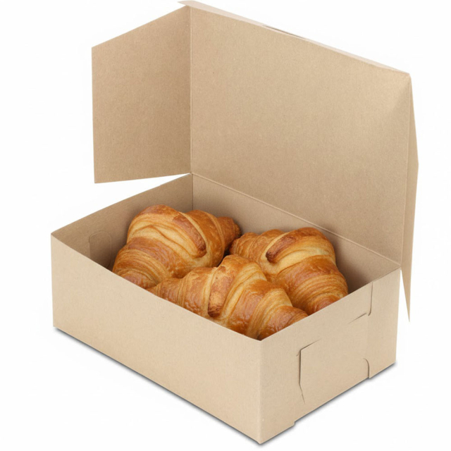 8 x 5-1/2 x 3" 100% Recycled Brown Kraft Bakery Boxes