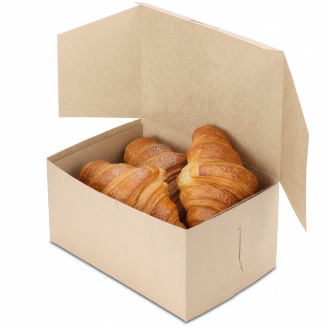 8 x 5-1/2 x 4" 100% Recycled Brown Kraft Bakery Boxes