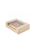 8 x 6 x 2" Semi-Automatic Recycled Brown Kraft Bakery Boxes with Waterfall Window