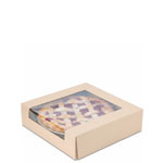 9 x 9 x 2.5" Semi-Automatic Recycled  Brown Kraft Bakery Boxes with Waterfall Window