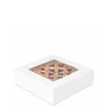 9 x 9 x 2.5" Premium Semi-Automatic White Pie / Bakery Boxes with Top Window