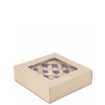 9 x 9 x 2.5" Premium Semi-Automatic Brown Kraft Pie / Bakery Boxes with Window