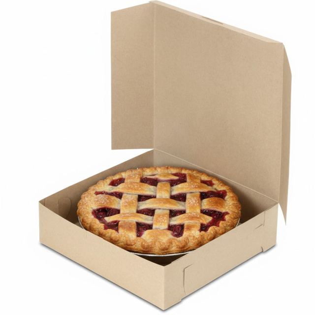 9 x 9 x 2-1/2" 100% Recycled Brown Kraft Pie / Bakery Boxes