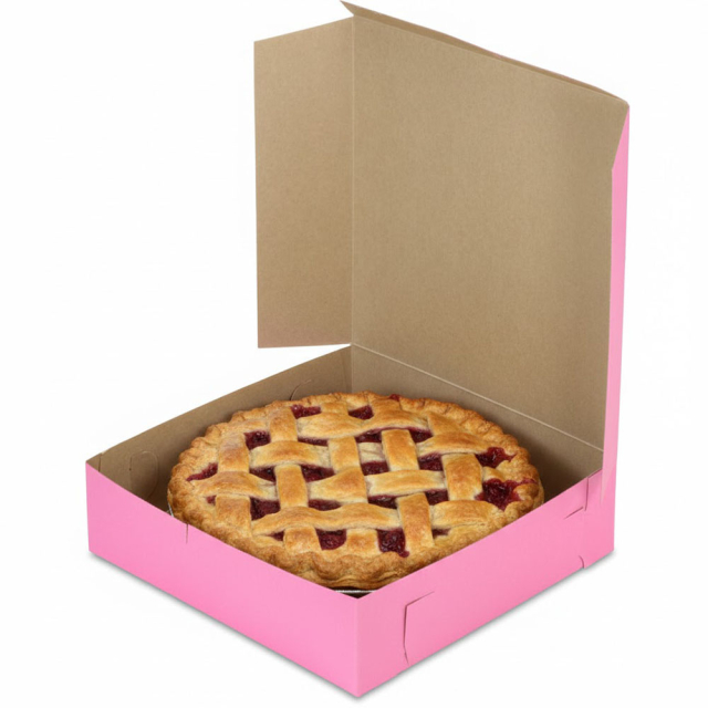 9 x 9 x 2-1/2" Pink Pie Bakery Boxes