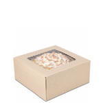 9 x 9 x 4" Premium Semi-Automatic Brown Kraft Deep Pie / Bakery Boxes with Window