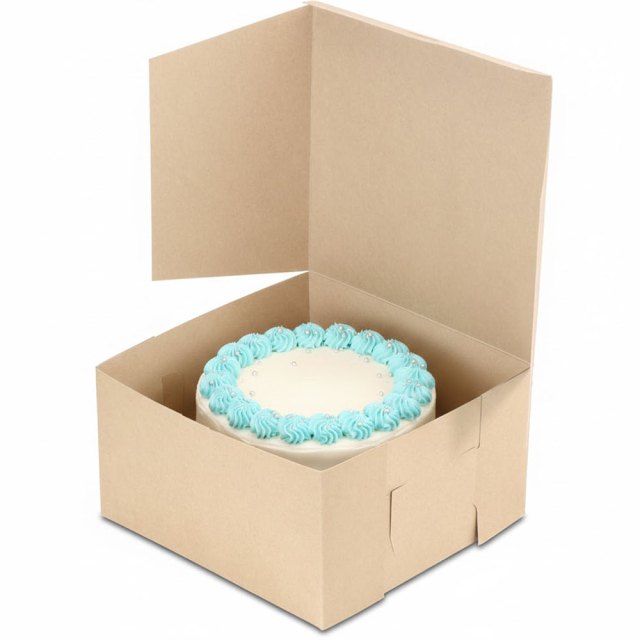 9 x 9 x 5" 100% Recycled  Brown Kraft Bakery Boxes