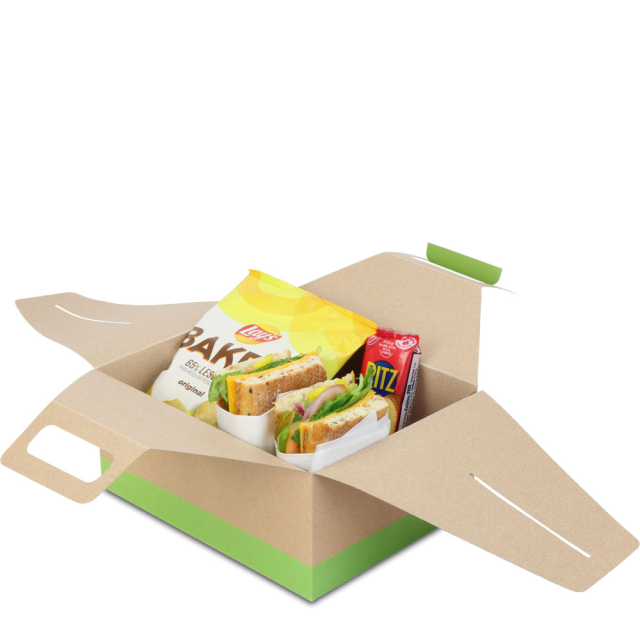 ECO Large Citrus Green au Natural Disposable Lunch Box w/ Handle - 9 x 7 x 4 in.