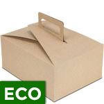 ECO Stackable Handled Lunch Boxes - Natural Brown Kraft - 9 x 7 x 4 in.