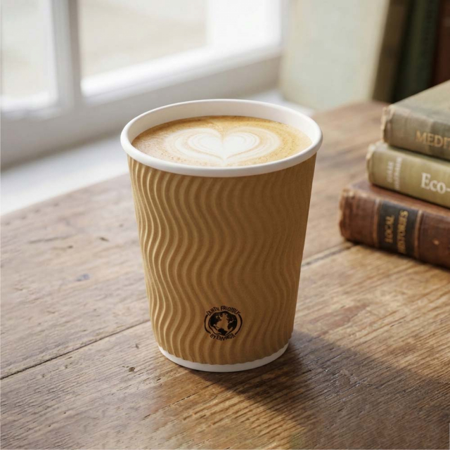 8 oz. Kraft Wavy Ripple Wall Paper Coffee Cups