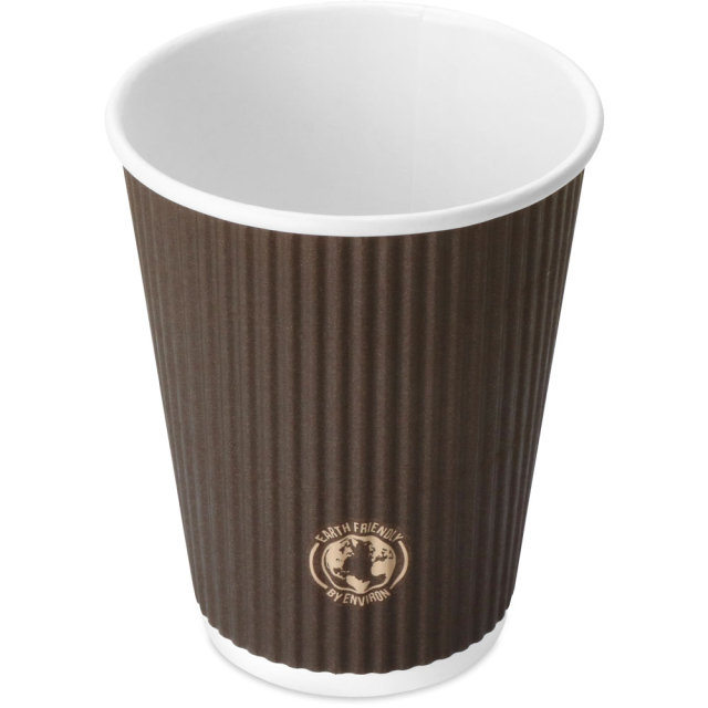 Chocolate Brown Ripple Paper Coffee Cups - 12 oz.