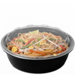 24 oz. Round Plastic Food Container - Black Base /  Clear Lid