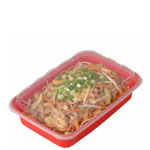 16 oz. Rectangular Plastic Food Container - Red Base with Clear Lid