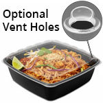 64 oz. Square Plastic Vent-able Food Container - Black Base/Clear Lid