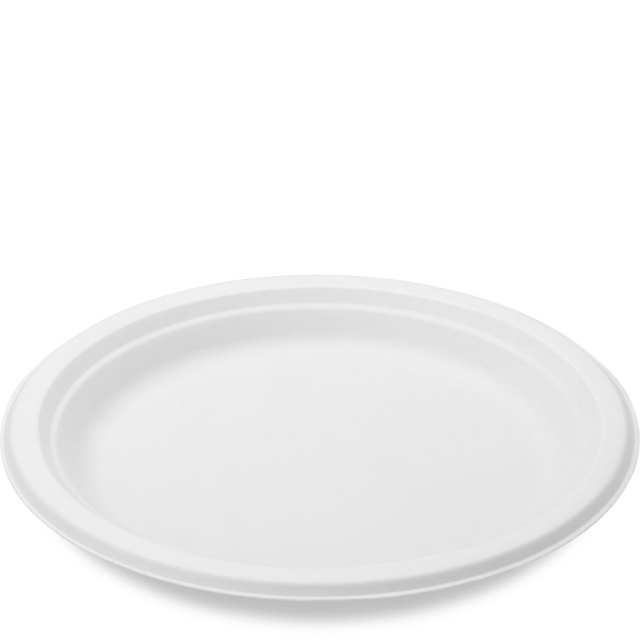9" Sturdy Value White Sugar Cane Fiber Dinner Plate