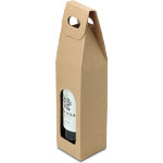 Natural Brown Kraft Single Bottle Wine Gift Boxes with Handle