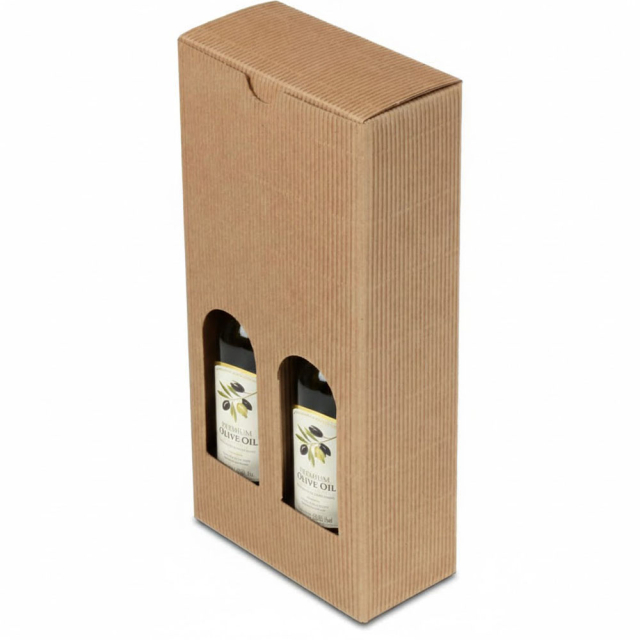Olive Oil Gift Box - Natural Textured Rib Tall 2 - Bottle