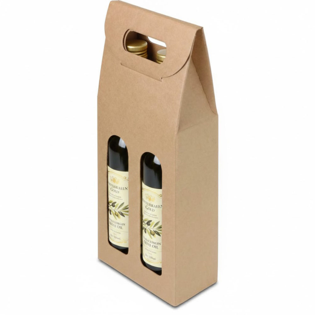 Olive Oil Gift Box - Natural Kraft Smooth Tall 2 - Bottle