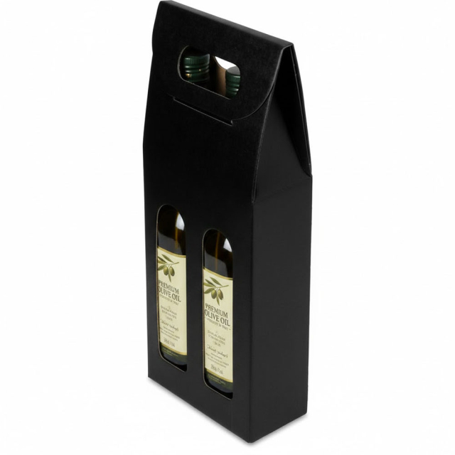 Olive Oil Gift Box - Nero Black Embossed Tall 2 - Bottle