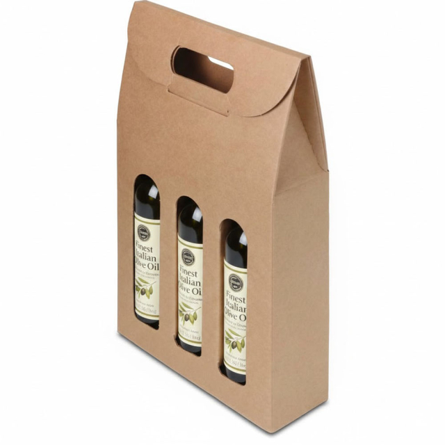 Olive Oil Gift Box - Natural Kraft Smooth Grande 3 - Bottle