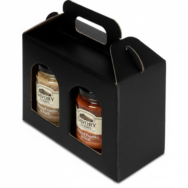 Jar Gift Box - Nero Black Linen Window 2 - Jar Carrier