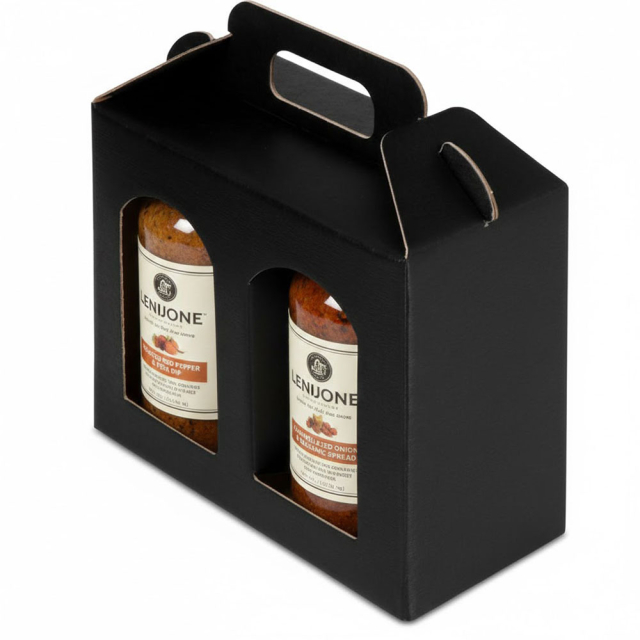 Jar Gift Box - Nero Black Linen Tall Window 2 - Jar Carrier