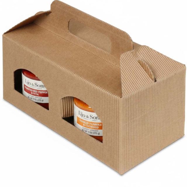 Jar Gift Box - Natural Textured Rib Squat Window 2 - Jar Carrier