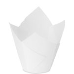 Small White Tulip Cupcake Liners 2 x 2 x 3.5 in. (3-4 oz.)