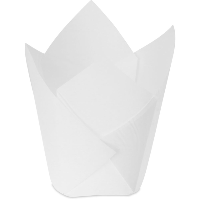 Large White Tulip Cupcake Liners 2.25 x 2.75 x 4 in. (4-5 oz.)